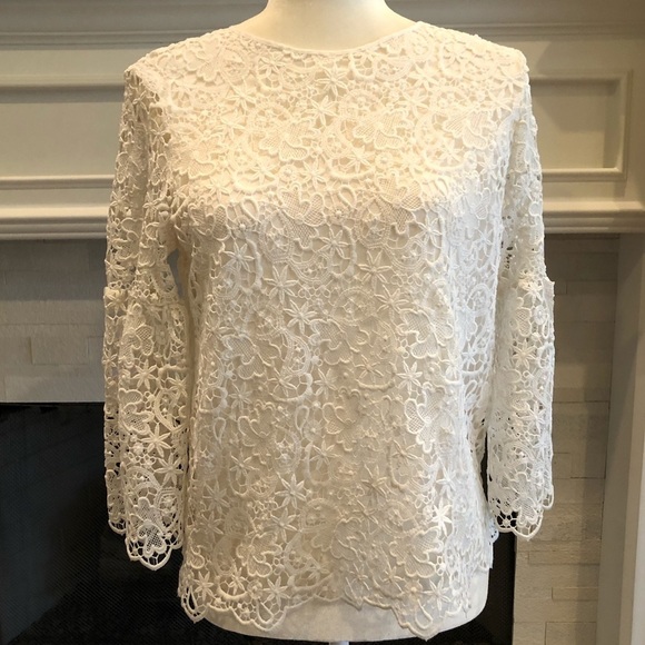 ZARA | Lace Flared Sleeve Top - Picture 3 of 12